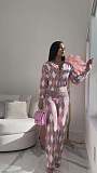 Casual Women's Sweater Diamond Check Cardigan Two-piece Set NIYA-8153