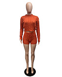 Leisure Women Solid Color Sweater Shorts Two-piece Suits XT-8210