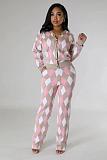 Casual Women's Sweater Diamond Check Cardigan Two-piece Set NIYA-8153