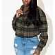 Fashion Plaid Print Long Sleeve Women Blouse Jacket FOS-8375