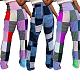 Fashion Print Plaid Patchwork Women Long Wide-leg Pants MDF-5384