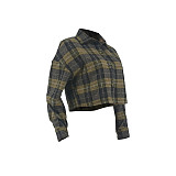 Fashion Plaid Print Long Sleeve Women Blouse Jacket FOS-8375