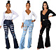 High Waist Ripped Bell-Bottom Jeans LA-3262