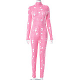 Fashion Ripped Long Sleeve Back Bandage Knit Jumpsuit MXXB-K23JP456