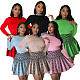 Round Neck Long Sleeved knitted Fabric Pleated Dress OSM-4406