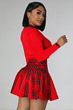 Round Neck Long Sleeved knitted Fabric Pleated Dress OSM-4406