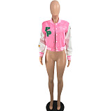 Patchwork Print Hip Hop Streetwear Baseball Jackets QY-5286
