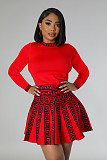 Round Neck Long Sleeved knitted Fabric Pleated Dress OSM-4406