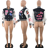 Patchwork Print Hip Hop Streetwear Baseball Jackets QY-5286