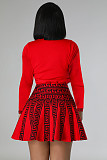 Round Neck Long Sleeved knitted Fabric Pleated Dress OSM-4406