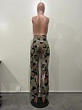 Printed Thigh Ripped Cargo Pants OD-8600