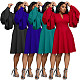 V-neck Bat Sleeve Solid Color Midi Party Dress YF-10666