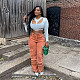 Multi Pockets Solid Straight Leg Cargo Pants Jeans MEM-88528