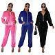 Pearl Decorated Solid Hooded Suede Fashion 2 Pieces Suits YF-10670