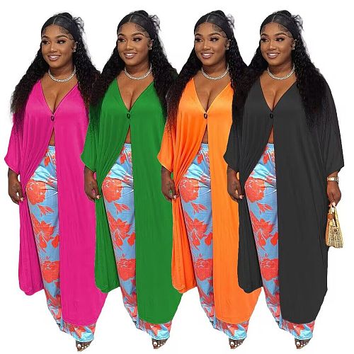 Casual Solid Loose Fitting Blouse Cardigans TR-1281