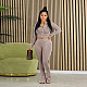 Zipper Crop Top Silm Pants Nightclub Wear Two-piece Set NY-7338