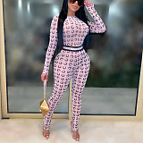 Net Yarn Perspective Long Sleeve High Waist Jumpsuit Foot Pants BY-3618