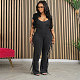 Sexy Slim Fitting Short Sleeve Tassel Jumpsuit NY-7339