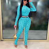 Net Yarn Perspective Long Sleeve High Waist Jumpsuit Foot Pants BY-3618