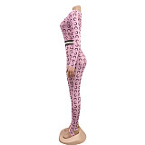 Net Yarn Perspective Long Sleeve High Waist Jumpsuit Foot Pants BY-3618