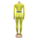Net Yarn Perspective Long Sleeve High Waist Jumpsuit Foot Pants BY-3618