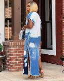 Women Patchwork Sleeveless Half Open Collar Long Denim Coat CM-8696