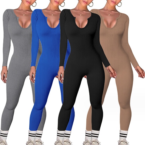 U-Neck Bodycon Yoga Jumpsuit For Women HZXY-0332