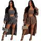 Casual Women Strapless Sweater Coat Three Pieces Sets YS-869