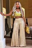 Beaded Sequin Micro Flared Pants RC-3218