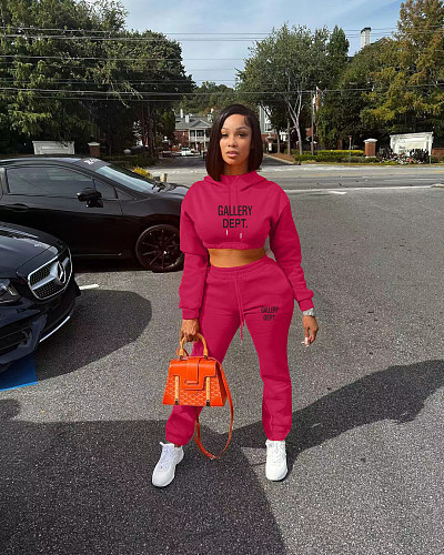 Casual Women Letter Printed Long Sleeves Hoodies And Pants Two Piece Set OQ-0268