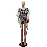 Retro Women Knitted Hand Crochet Fringe Coat Cardigan Cape CM-8698