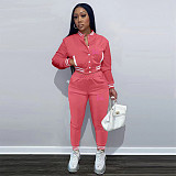 Women Printed Single-breasted Long-sleeved Baseball Two-piece Suit OQ-717