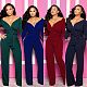Long Sleeved Solid V-neck Tight Jumpsuit RS-7006