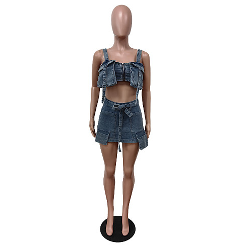 Sexy Women Straps Crop Top And Mini Skirts 2 Piece Set MEM-88523