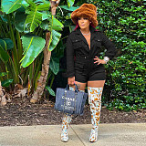 Denim Pockets Long Sleeve Fashion Short Jumpsuit YNS-2617