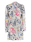 Fashion Women Printed Deep-V Slit Sleeves Mini Dress ZAND-31299