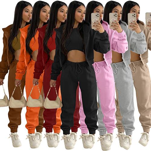 Long Sleeved Hooded Sweater Sports Casual Three Pieces Set FDY-1181
