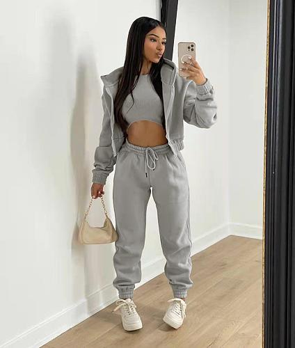 Long Sleeved Hooded Sweater Sports Casual Three Pieces Set FDY-1181