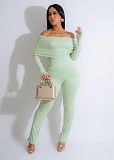 Sexy Off Shoulder Slim Fit Long Sleeve Two Pieces Suit FDY-1274