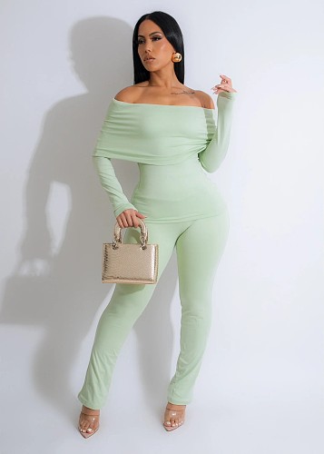 Sexy Off Shoulder Slim Fit Long Sleeve Two Pieces Suit FDY-1274