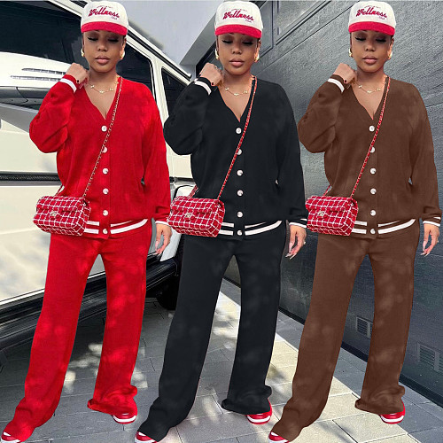 Knitted Cardigan Sports Loose Two Pieces Set FDY-1273
