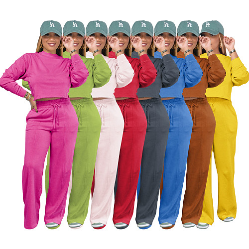 Crop Top Sweater Thickened Casual Sports Two Piece Set AIL-253