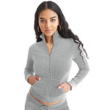 Fashion Women Solid Color Stand Collar Zipper Two Pieces Suit YD-8784-E6