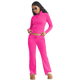 Fashion Women Solid Color Stand Collar Zipper Two Pieces Suit YD-8784-E6