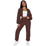 Casual Women Solid Color Zipper Long Pants 2 Pieces Suit YD-8785-H6