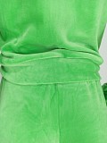 Fashion Women Solid Color Stand Collar Zipper Two Pieces Suit YD-8784-E6
