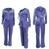 Women Pockets Hoodies And Long Pants Casual Two Piece Suits YD-8780-E7