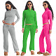 Fashion Women Solid Color Stand Collar Zipper Two Pieces Suit YD-8784-E6