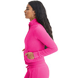 Fashion Women Solid Color Stand Collar Zipper Two Pieces Suit YD-8784-E6