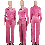 Fashion Women Solid Color Stand Collar Zipper Two Pieces Suit YD-8784-E6